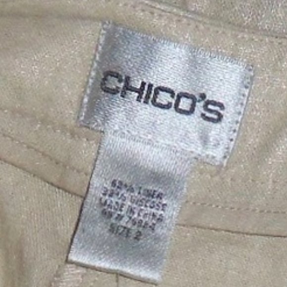CHICO'S (33x27.5) Ultimate Fit Beige Sparkle Linen Ankle Pant - Sz 2 - LARGE NWT - Picture 7 of 8